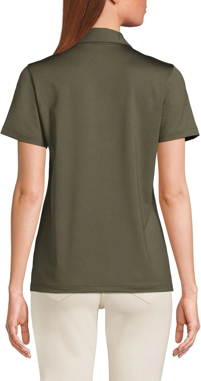 Lands' End Women's Short Sleeve Rapid Dry Sport Neck Polo Shirt
