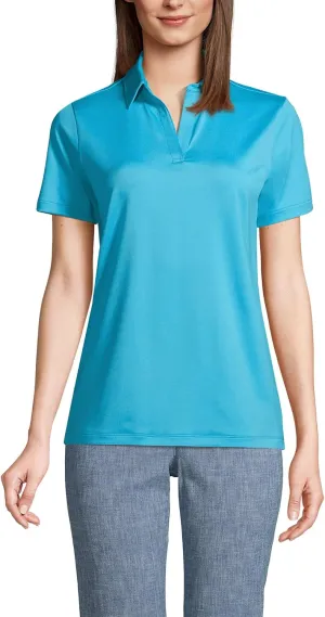 Lands' End Women's Short Sleeve Rapid Dry Sport Neck Polo Shirt