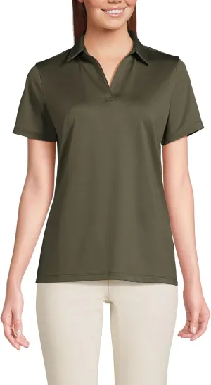 Lands' End Women's Short Sleeve Rapid Dry Sport Neck Polo Shirt