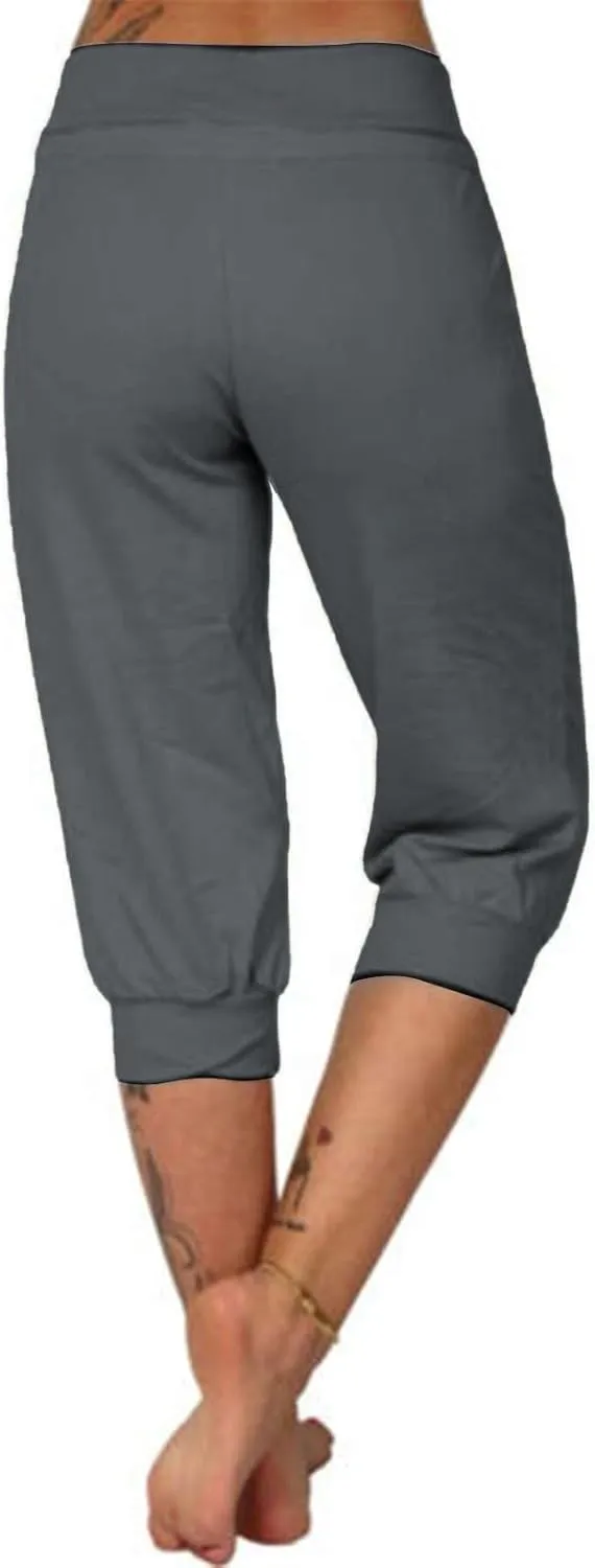 LCMTWX Capri Leggings for Women Elastic Pants for Women Fashion Casual Fashion Shorts Trousers Solid Ppants Yoga Workout