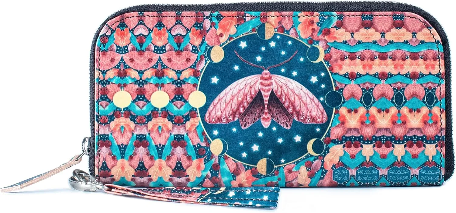 Leather Clutch Purse For Women,Slim Wristlet Handbag Zipper Closure,All Occasion Casual Party Clutch Multicompartment