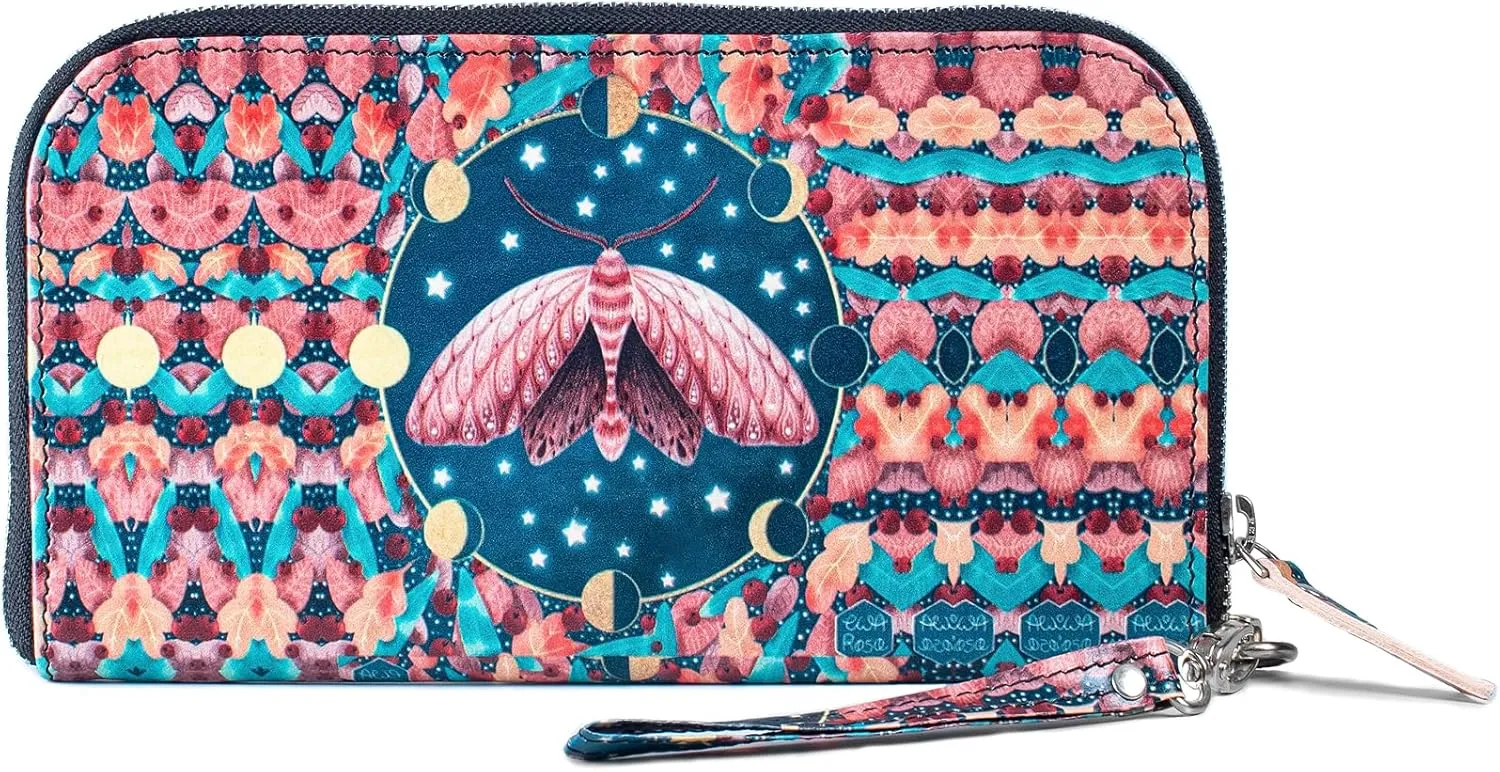 Leather Clutch Purse For Women,Slim Wristlet Handbag Zipper Closure,All Occasion Casual Party Clutch Multicompartment