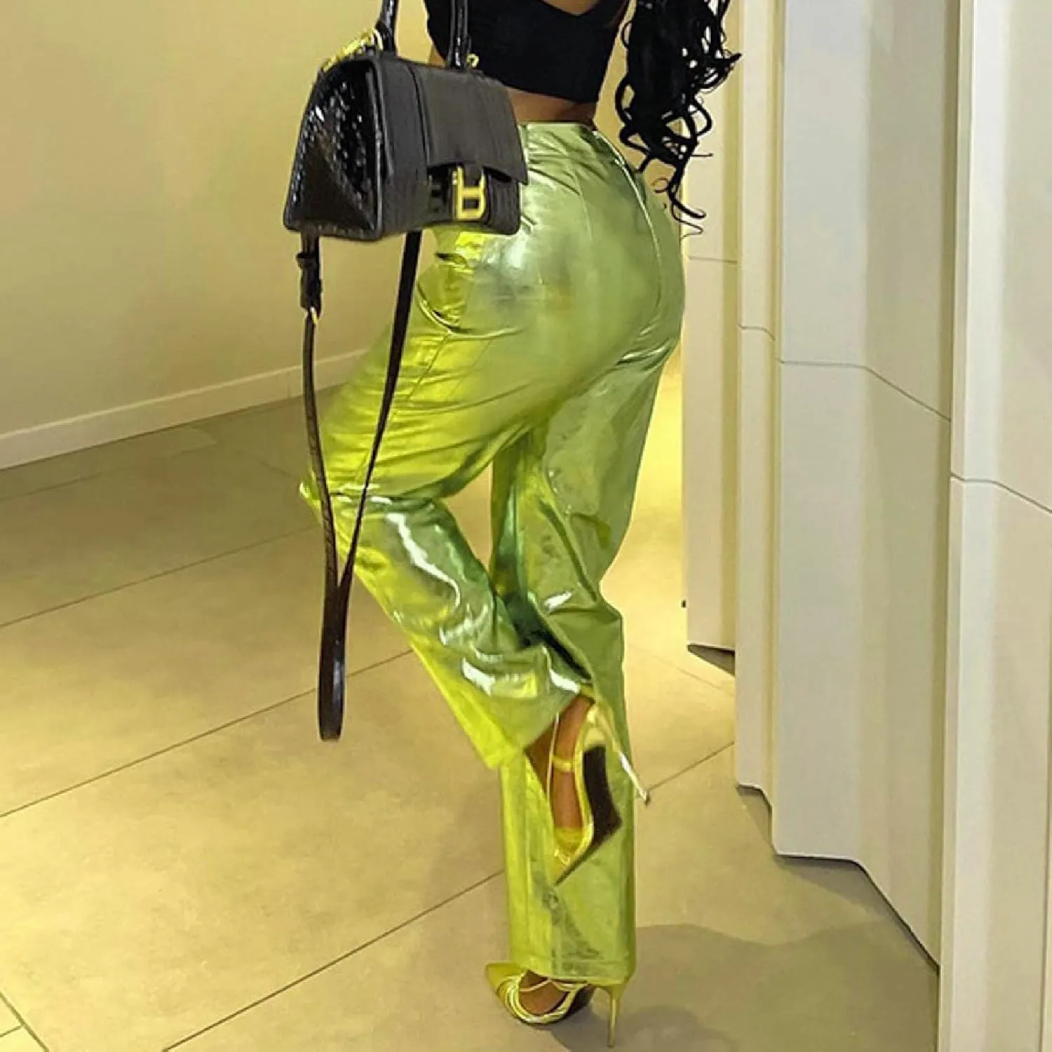 Leather Pants Women Oversized Wide Leg High Rise Stacked Faux Leather Pants Styling Skinny Petite Leather Joggers