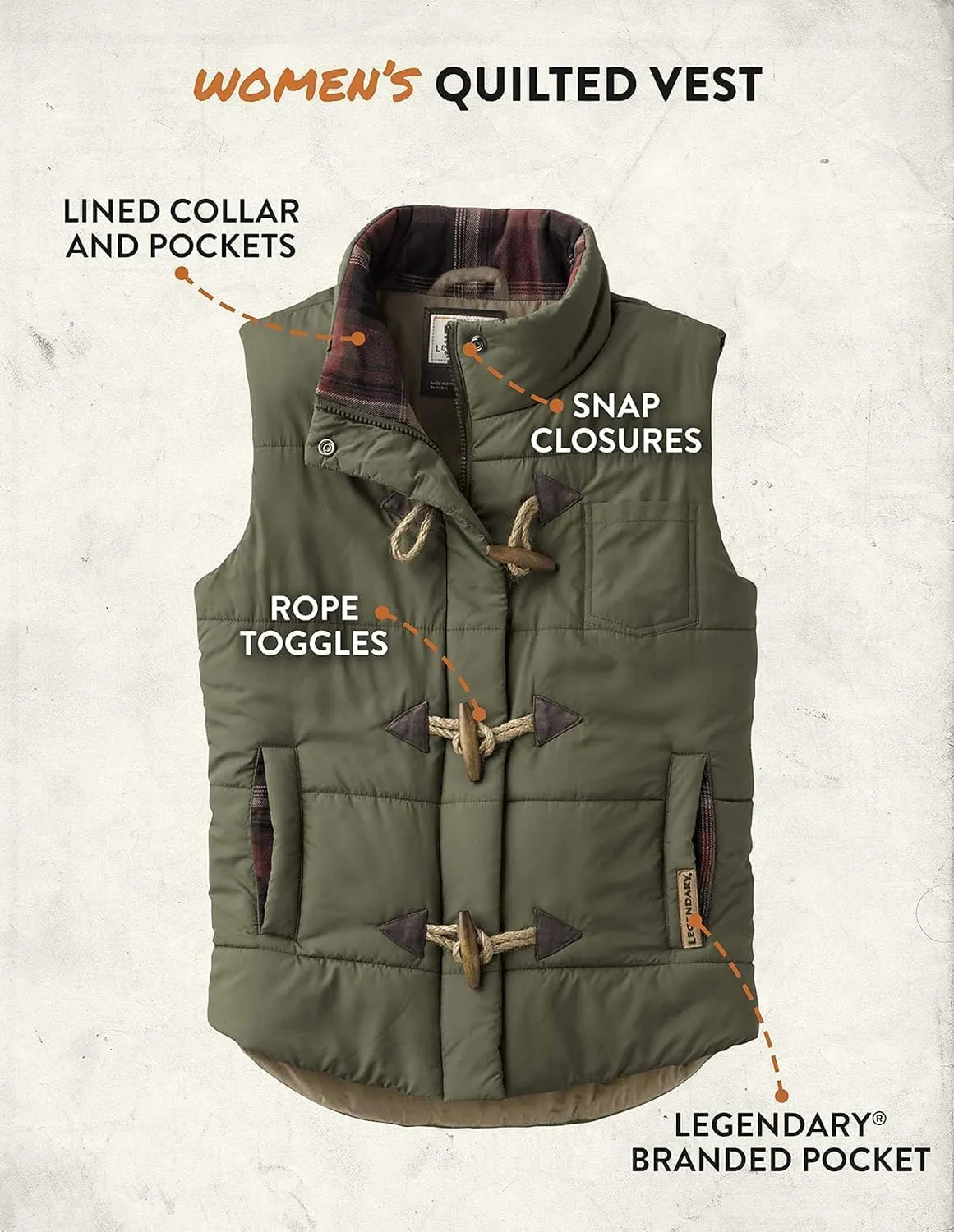 Legendary Whitetails Women's Quilted Toggle Puffer Vest