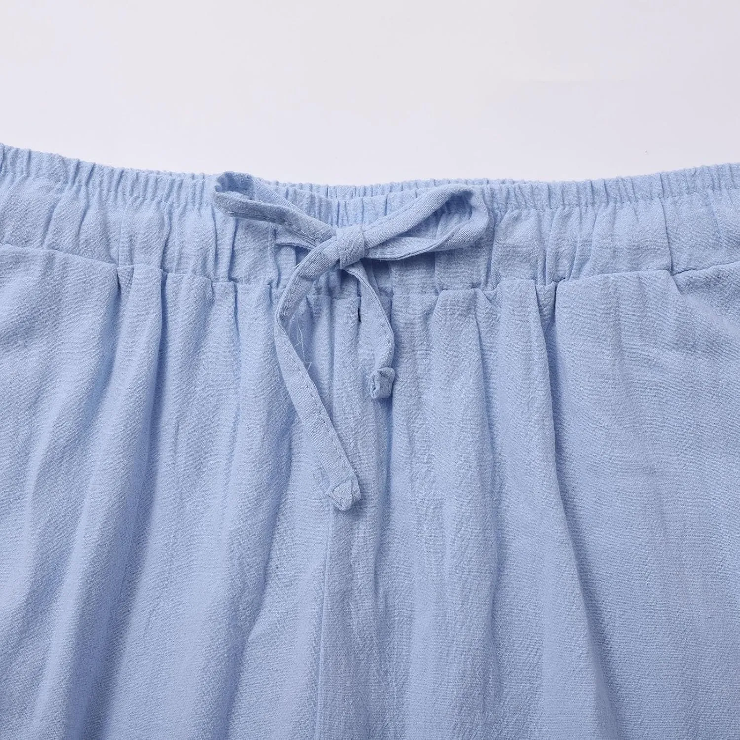 Linen Palazzo Pants for Women Cruise Lounge Wide Leg Pants Plus Size Garden Party Lightweight Resort Pants with Pockets