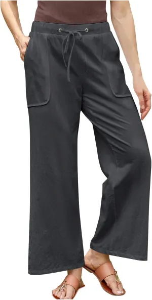 Linen Pants for Women 2025 High Waist Drawstring Wide Leg Trousers Summer Casual Flowy Beach Palazzo with Pockets