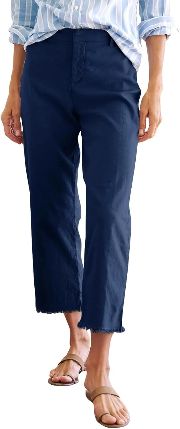 Linen Pants for Women, Casual Pants Linen Straight Leg Peasant Wide Plus