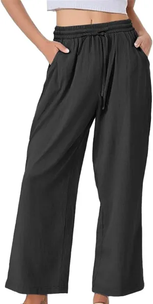 Linen Pants for Womens Summer Pants for Women 2025 Cotton & Linen Drawstring Trousers with Pockets for Travel Work