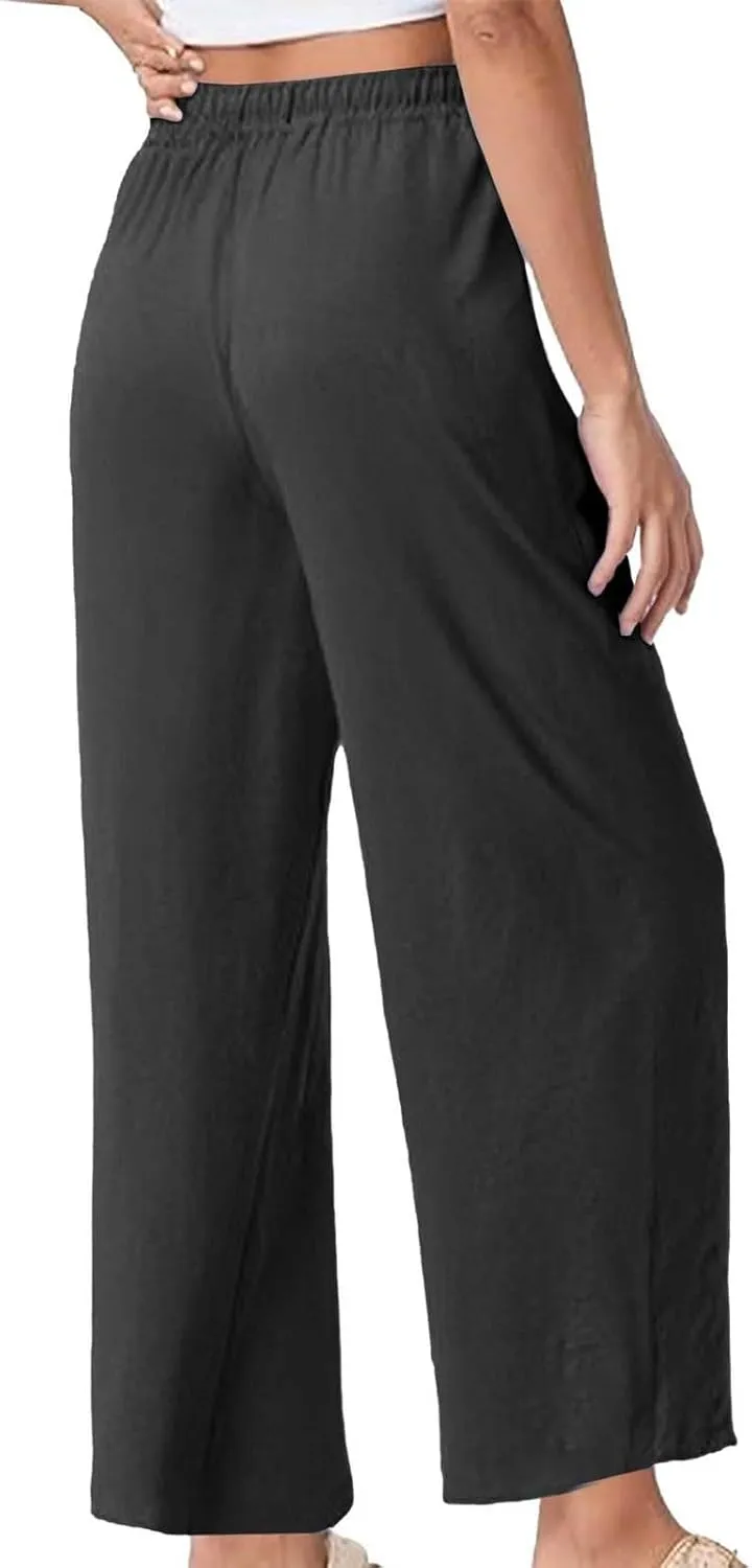 Linen Pants for Womens Summer Pants for Women 2025 Cotton & Linen Drawstring Trousers with Pockets for Travel Work