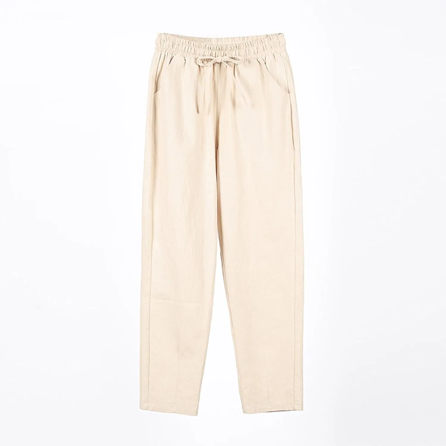 Linen Wide Leg Pants for Women Drawstring Casual Pants Straight Leg Linen