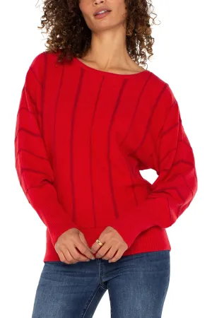 Liverpool Link Stitch Batwing Sleeve Sweater In Tango Red