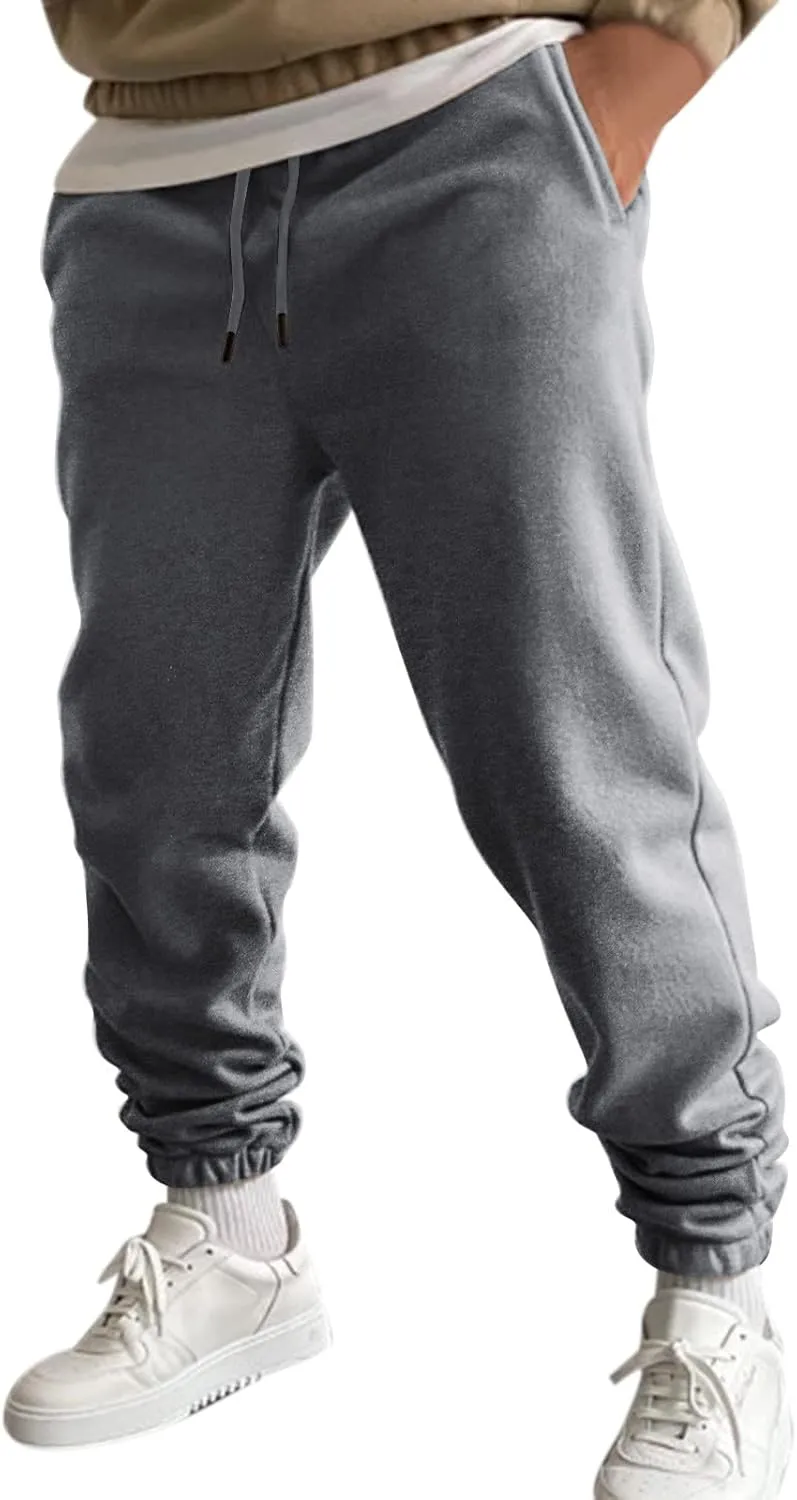 Mens Autumn and Winter High Street Fashion Loose Pants Fleece Lined Sweatpants Active Outdoor Sports Jogger Pants