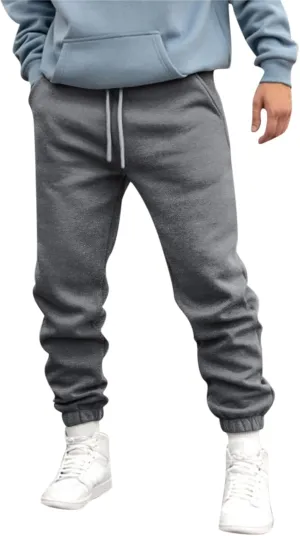 Mens Autumn and Winter High Street Fashion Loose Pants Fleece Lined Sweatpants Active Outdoor Sports Jogger Pants