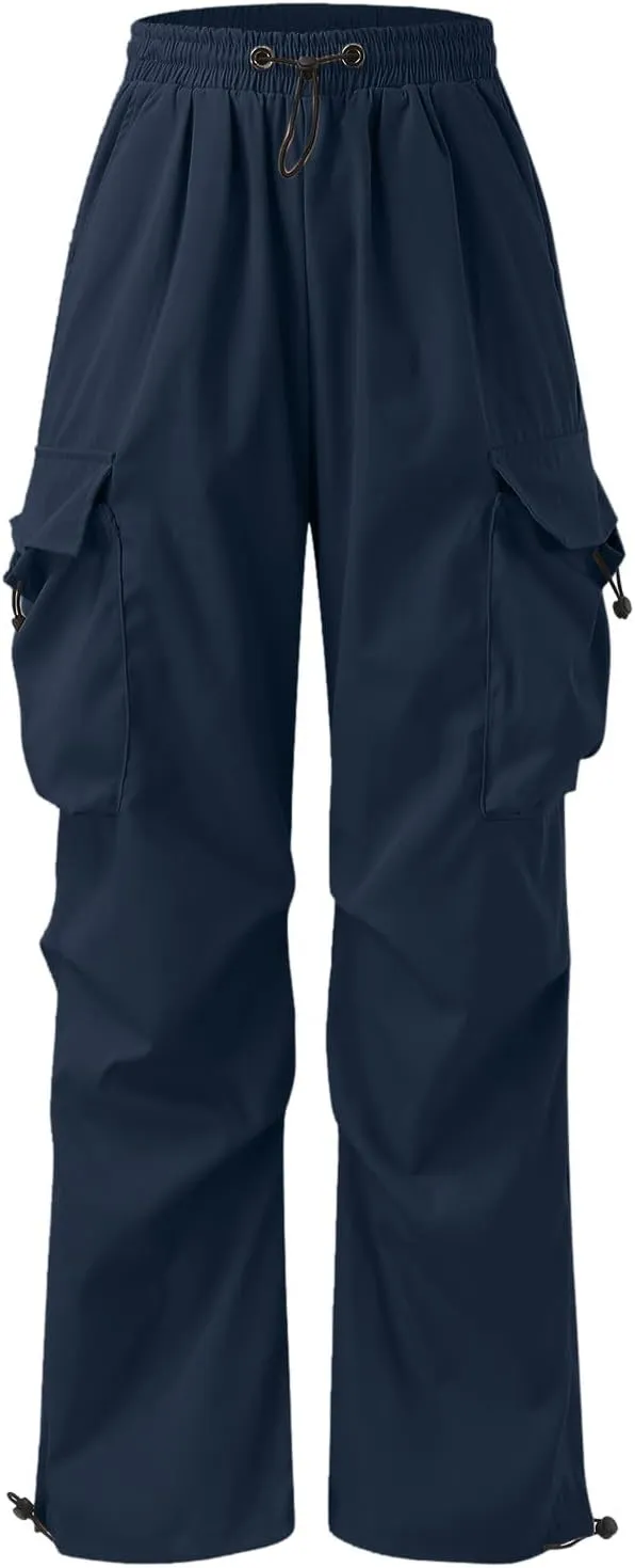 Men's Cargo Pants Loose Fit Casual Joggers Drawstring Elastic Waist Track Pants Multi Pockets