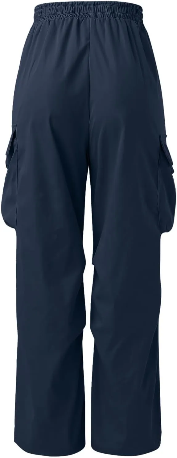Men's Cargo Pants Loose Fit Casual Joggers Drawstring Elastic Waist Track Pants Multi Pockets