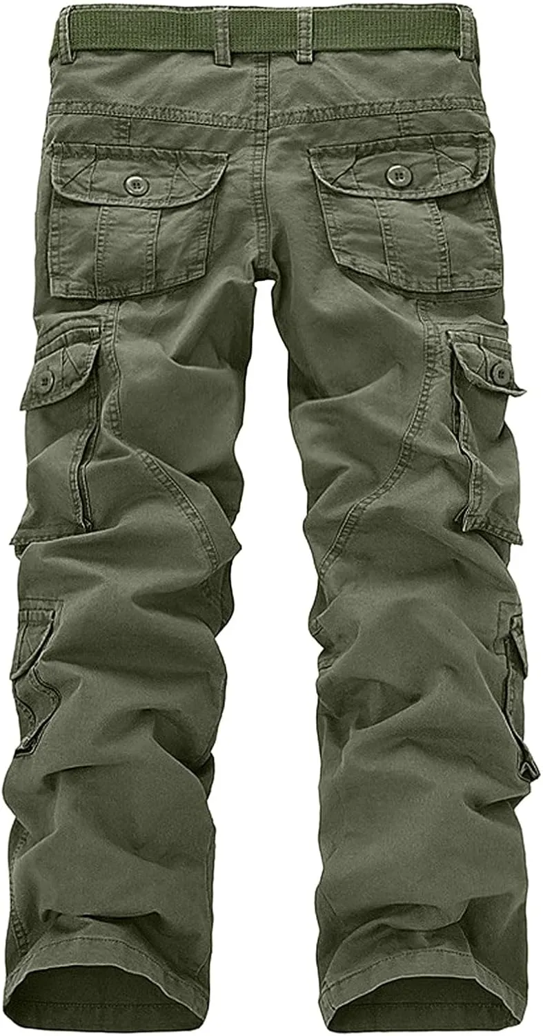 Men's Causal Cargo Pants Solid Color Multi Pockets Trousers Hiking Joggers Outdoorwearing Pants with Pockets