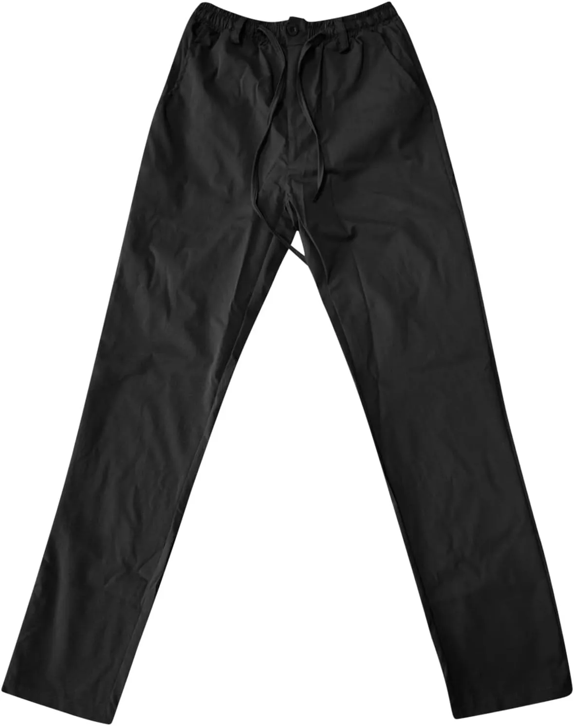 Men's Drawstring Linen Pants, Casual Summer Zipper Solid Color Beach Loose Workout Trousers, Oversized Sweatpants Mens