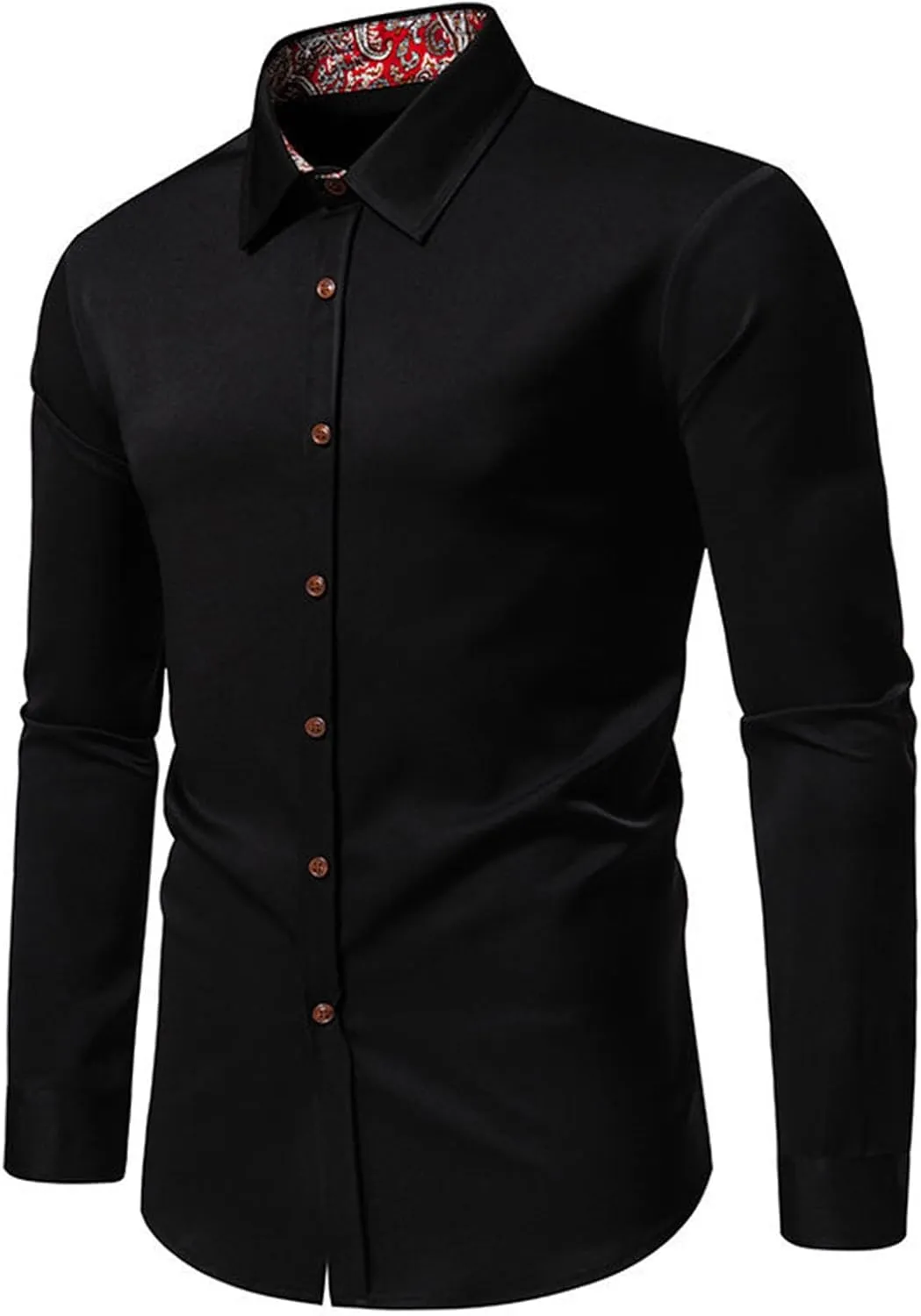 Mens Dress Shirts Long Sleeve Stretch Wrinkle-Free Formal Solid Color Shirt Business Casual Button Down Cowboy Shirts