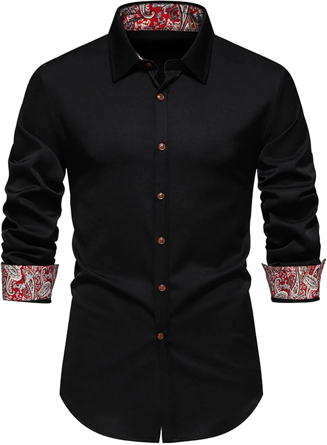 Mens Dress Shirts Long Sleeve Stretch Wrinkle-Free Formal Solid Color Shirt Business Casual Button Down Cowboy Shirts