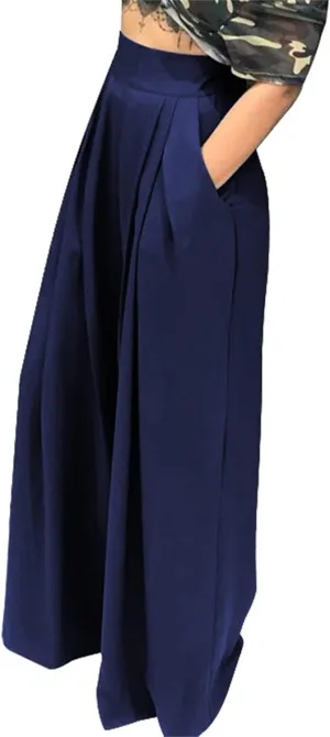 MESLIMA Palazzo Pants for Women High Waisted Wide Leg Stretchy Loose Fit Casual Trousers with Pocket