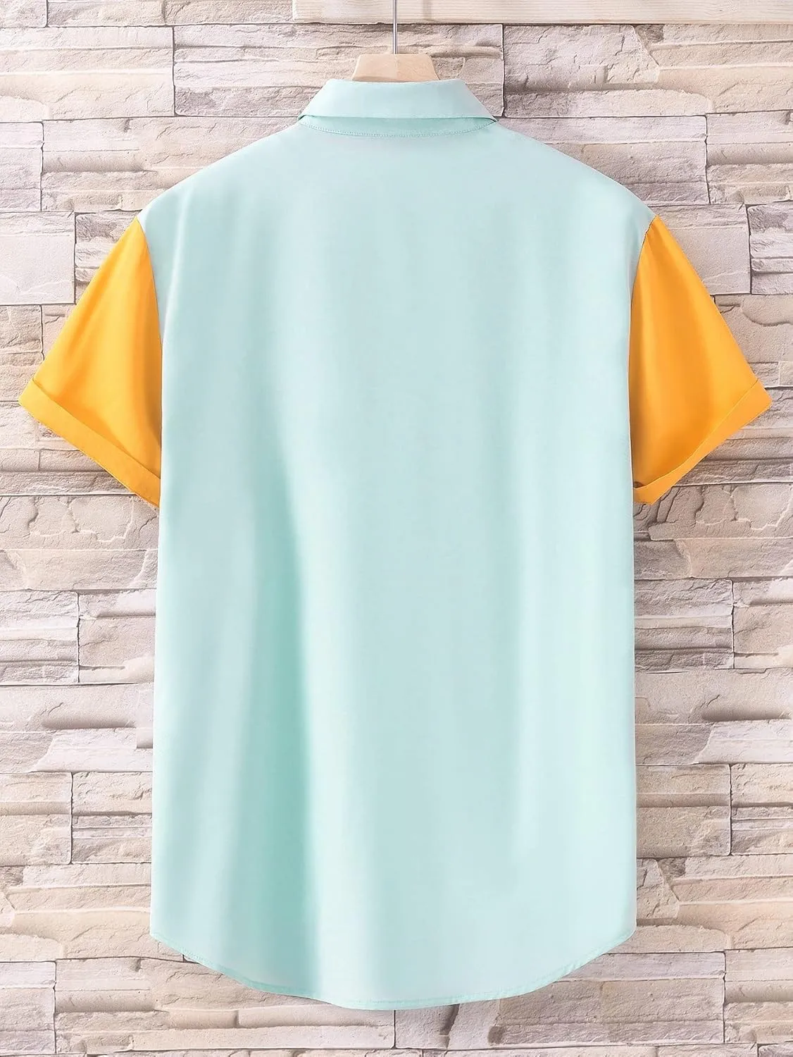 Milumia Men's Casual Button Up Shirt Pocket Short Sleeve Colorblock Blouse Tops