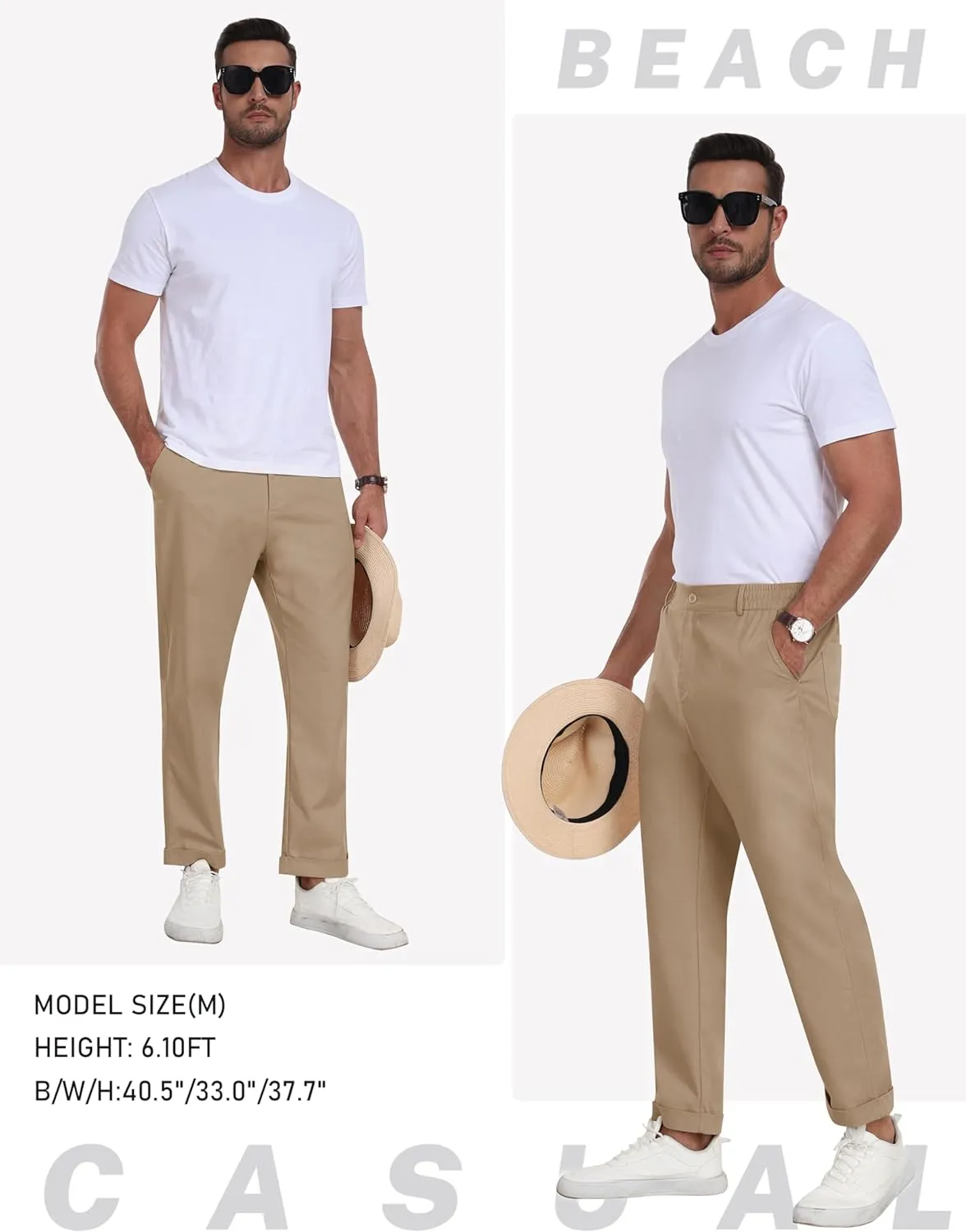 MoFiz Mens Casual Pants Lightweight Linen Summer Beach Lounge Pants