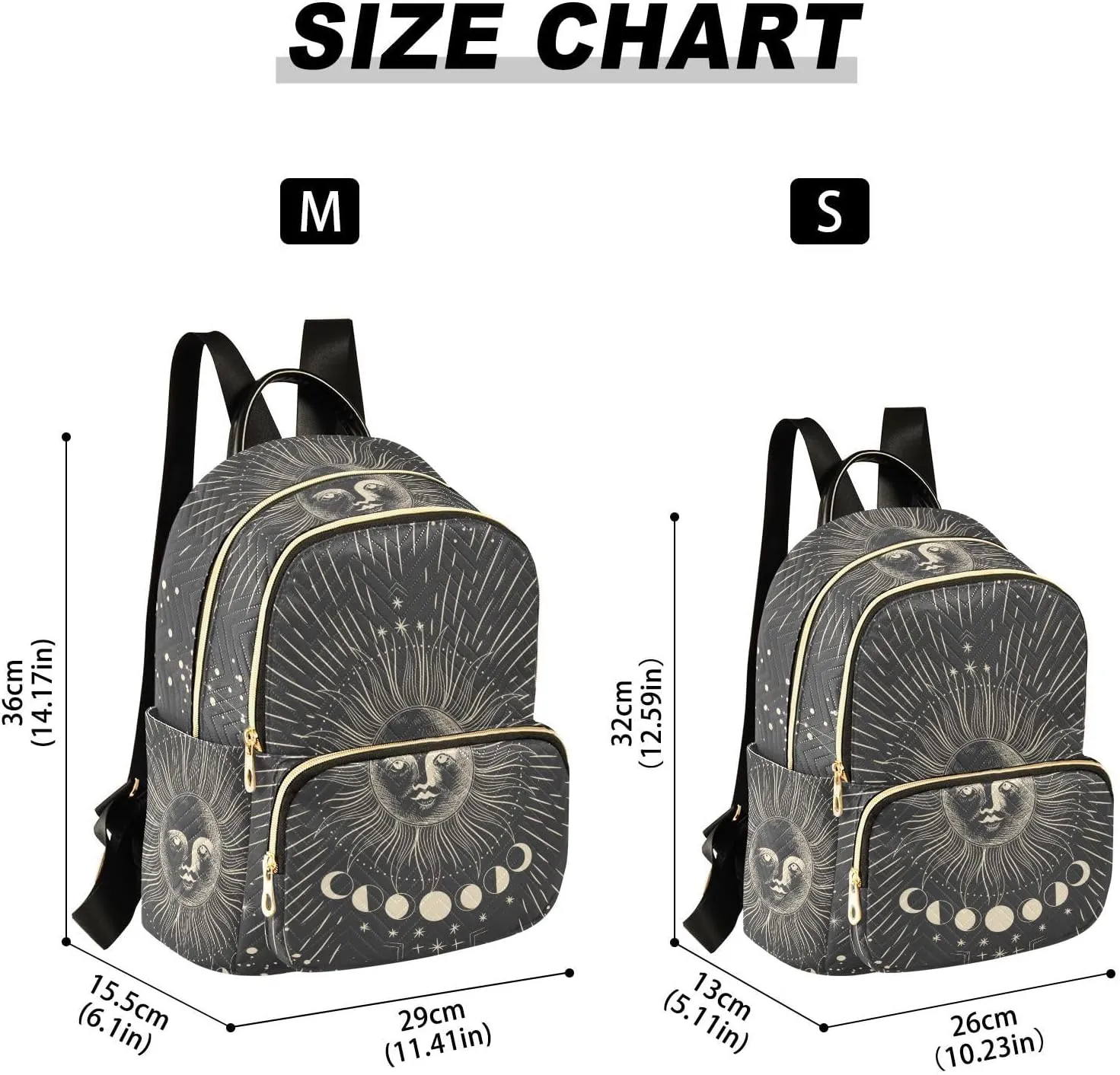 Moon Zodiac Signs Mini Backpack for Women, Travel Backpack Purse Daypack Shoulder Bag for Ladies