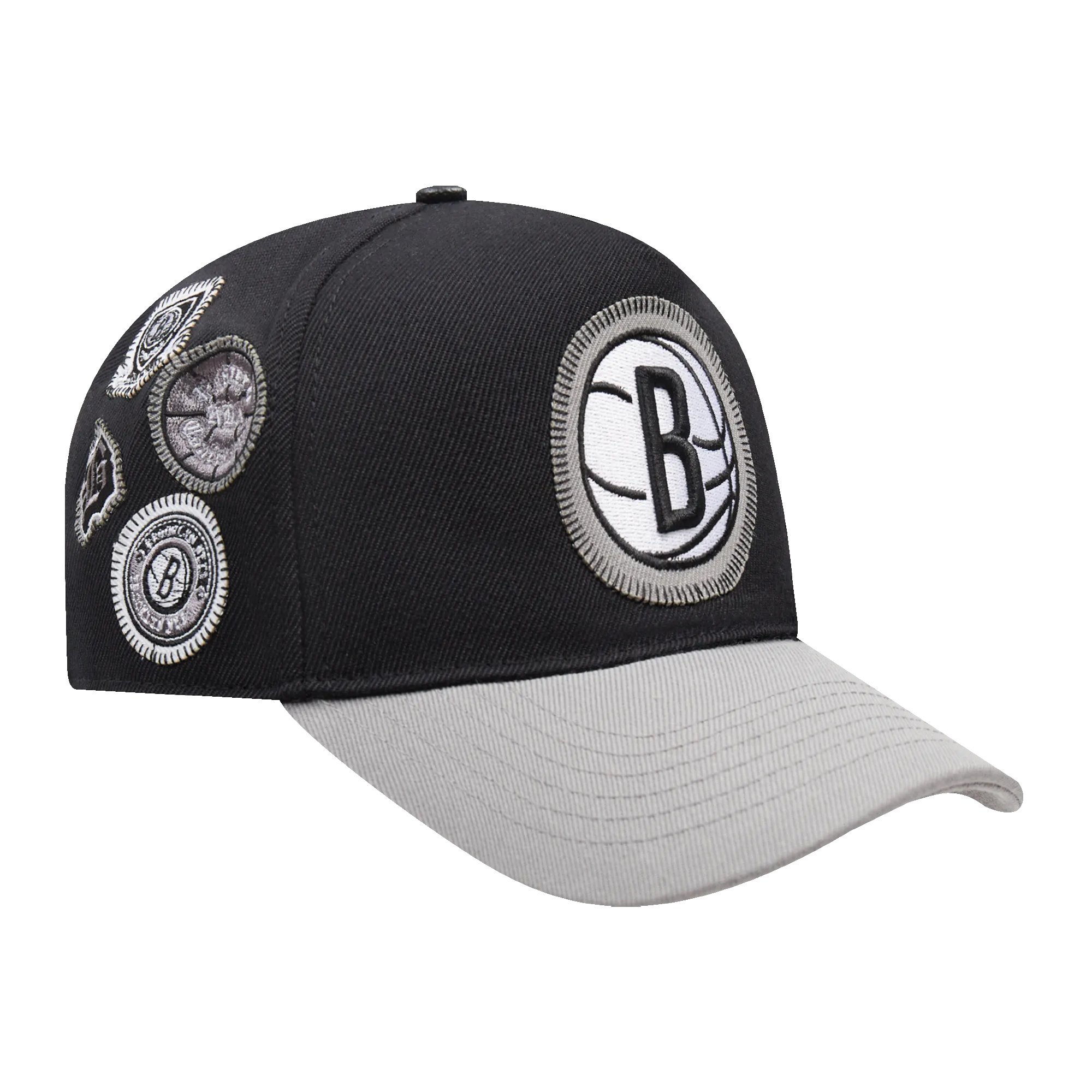 NBA BROOKLYN NETS DIY PICK STITCH PINCH FRONT SNAPBACK HAT (BLACK)