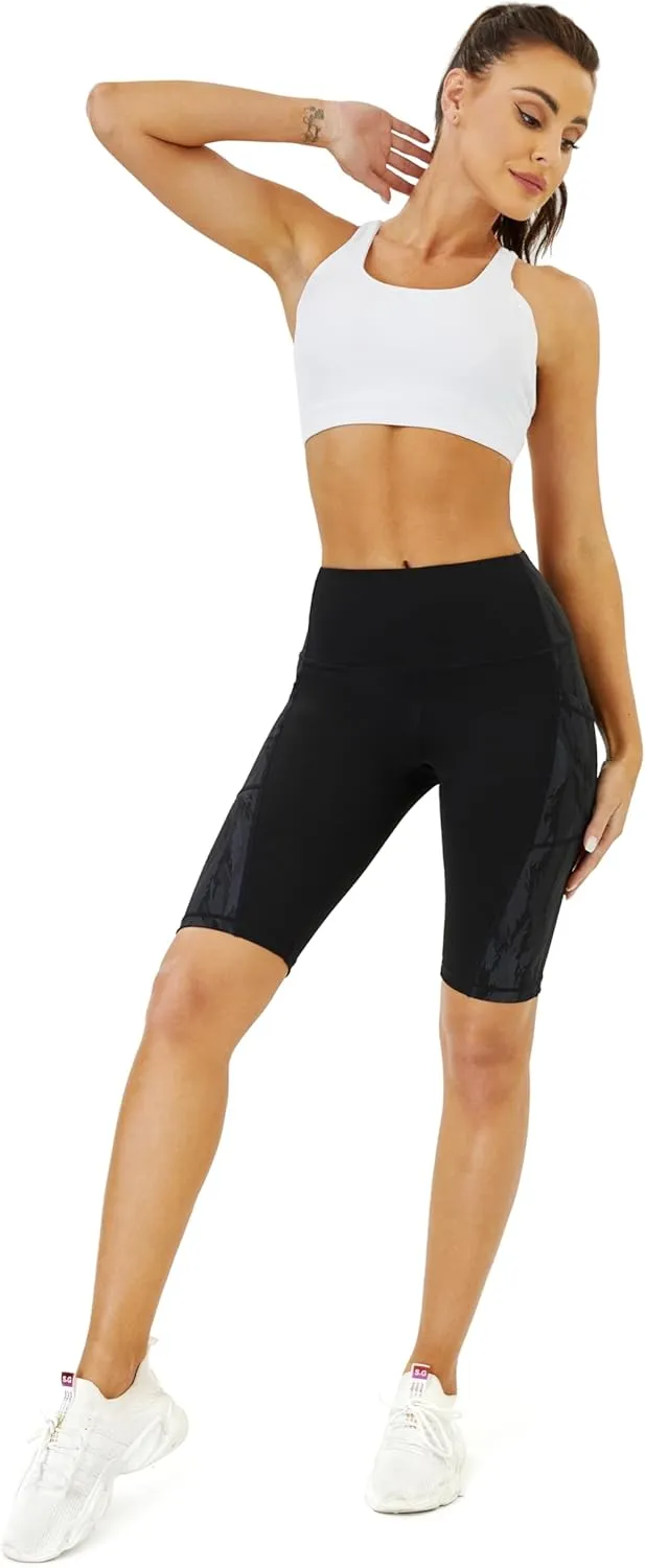 Neonysweets Womens Half Tights Fitness Running Yoga Shorts Pants with Pockets