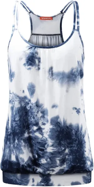 NEWMEEN Women's Scoop Neck Spaghetti Strap Racerback Sports Cami Tank Tops