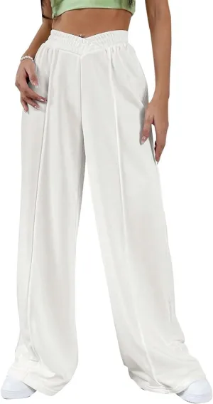 ODIZLI Women's High Waist Wide Leg Pants Casual Trousers Sweatpants Lounge Wear Fashion