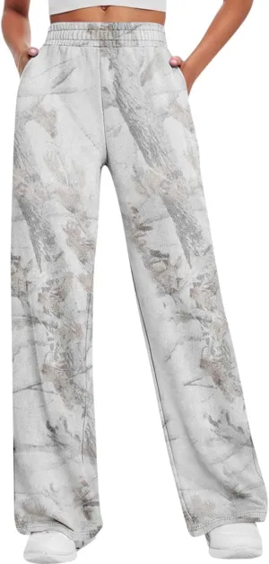 Order Again Camo Cargo,Camo Pants Womens Elastic Waisted Joggers Sweatpant Wide Leg Casual Baggy Sweatpants Camouflage Pant for Women