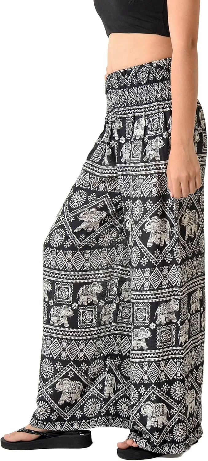 Orient Trail Open Ankle Wide Leg Harem Pants with Pocket -Yoga Flowy Pants for Women US Size 0-24