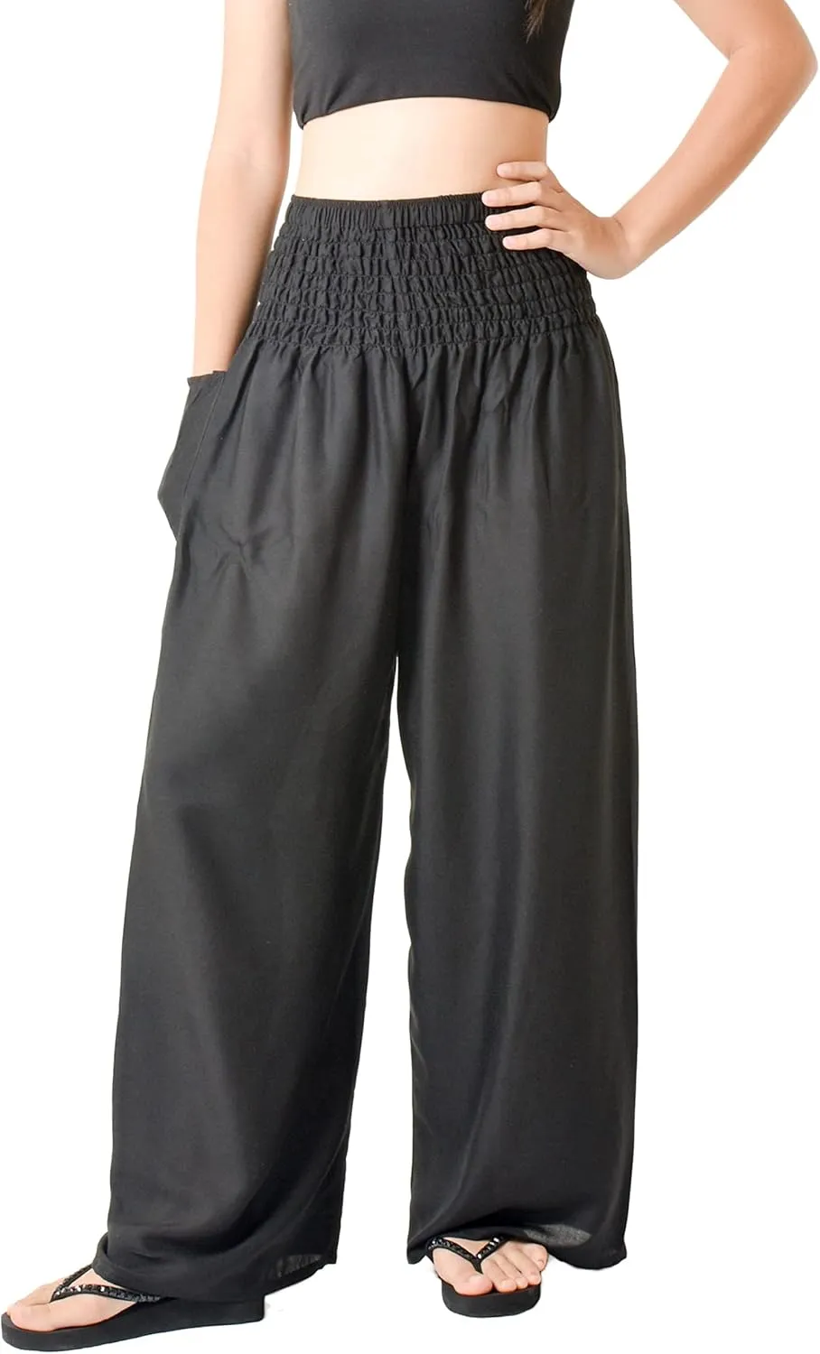 Orient Trail Open Ankle Wide Leg Harem Pants with Pocket -Yoga Flowy Pants for Women US Size 0-24