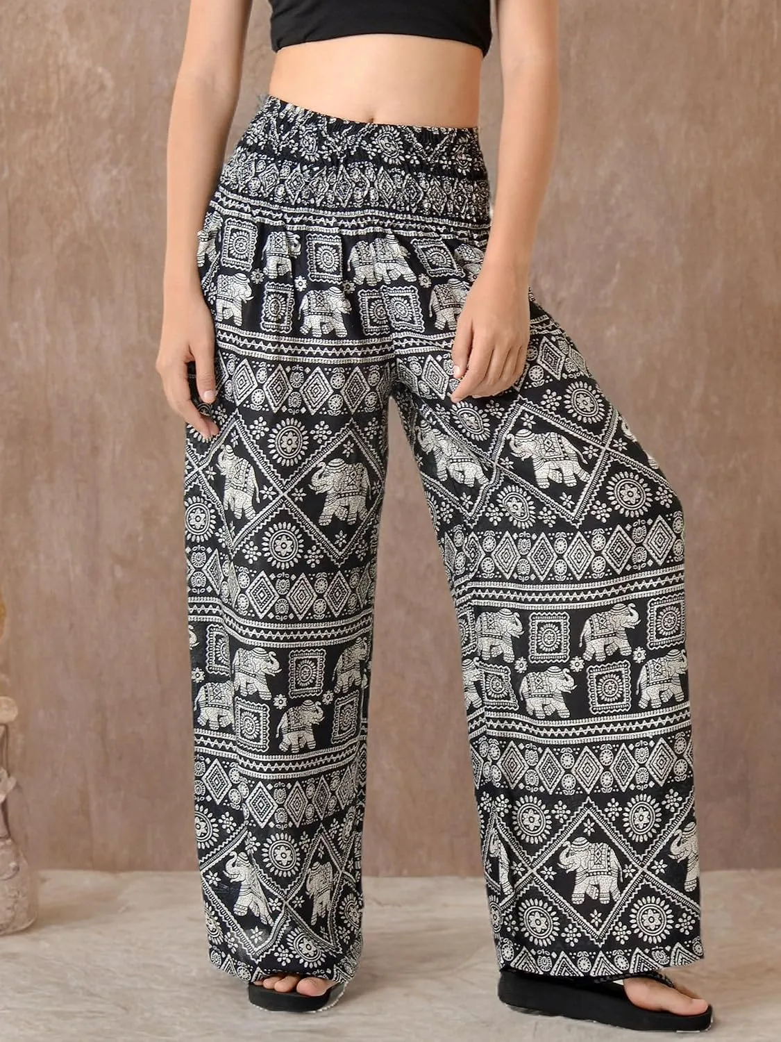 Orient Trail Open Ankle Wide Leg Harem Pants with Pocket -Yoga Flowy Pants for Women US Size 0-24