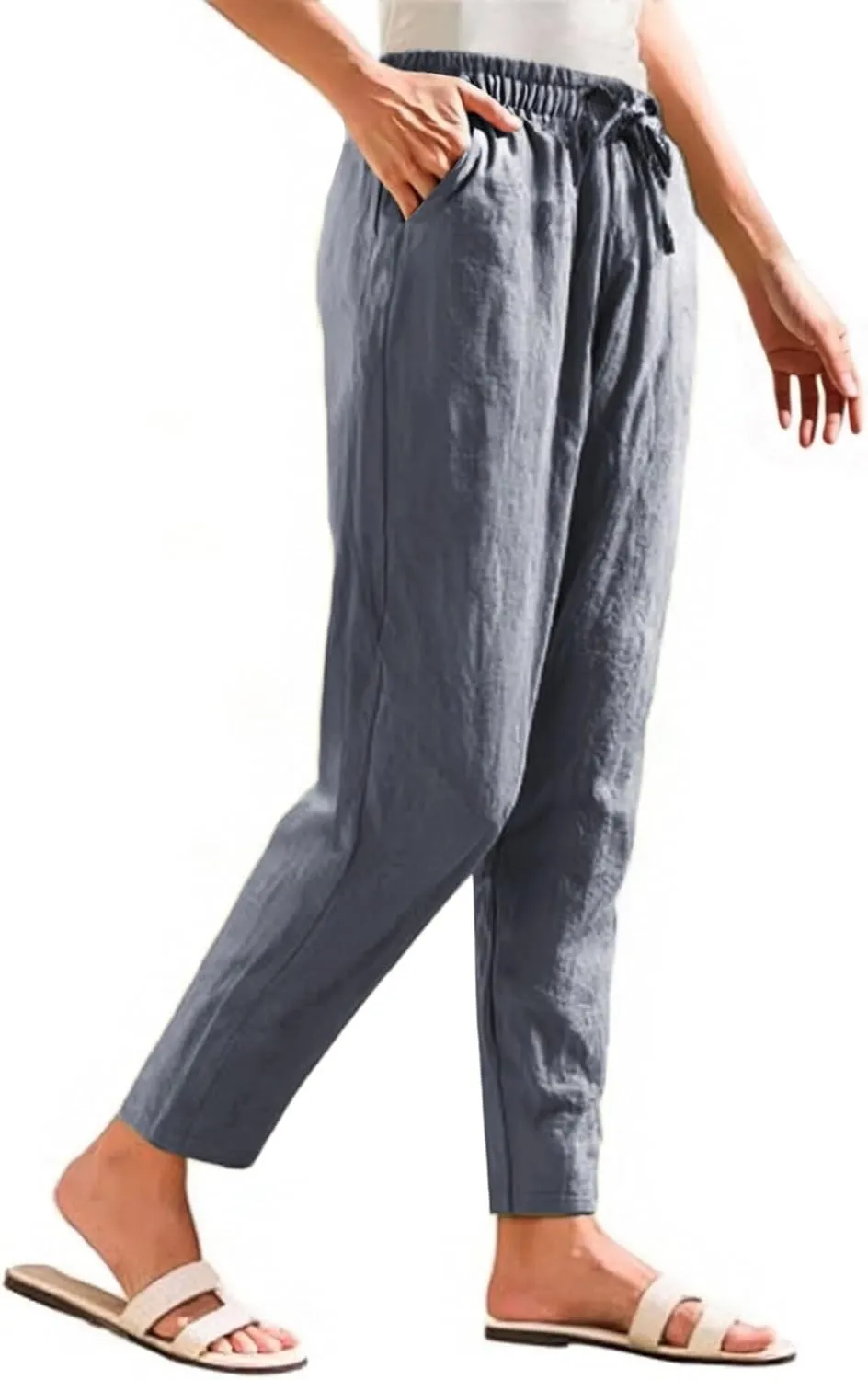 Pants for Women, Pants Women Casual Peasant Linen Straight Leg Cotton Plus