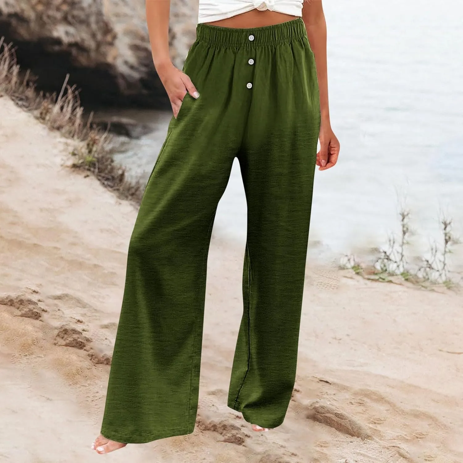 Pants for Women, Straight Leg Oversized High Waisted Pants Wide Casual Palazzo
