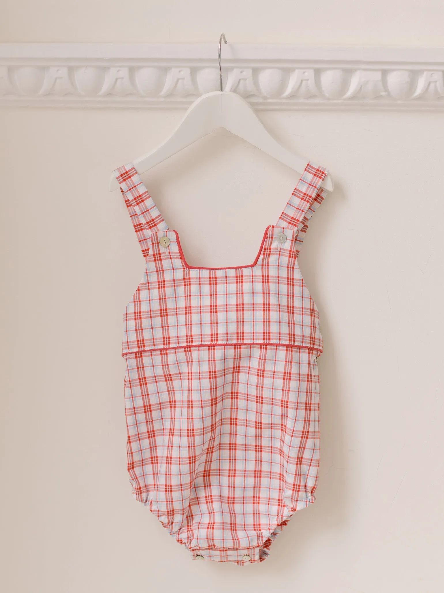 Red Check Marina Baby Romper Dungarees