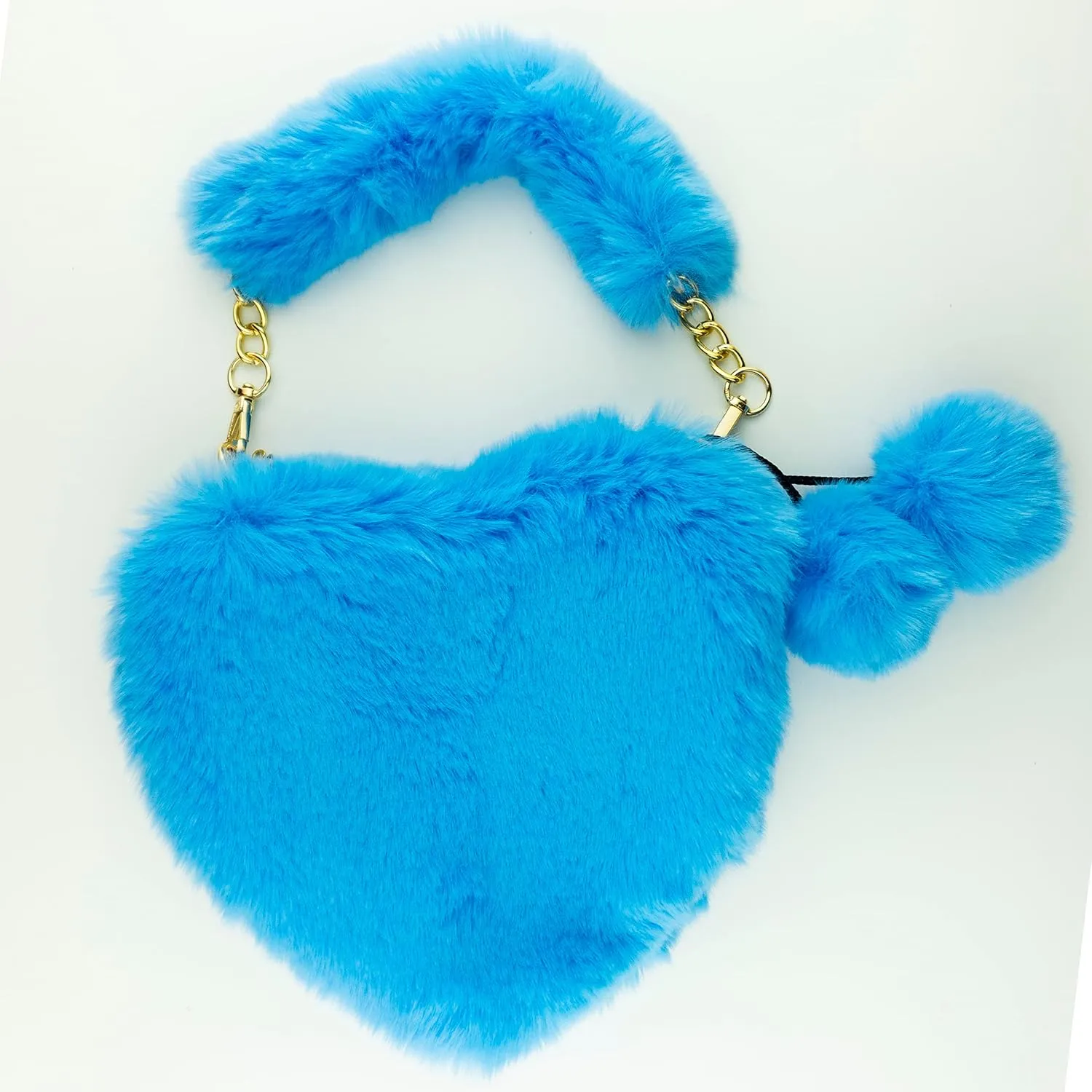 Rejolly Furry Purse for Girls Heart Shaped Fluffy Faux Fur Handbag for Women Soft Small Shoulder Bag Clutch Purse