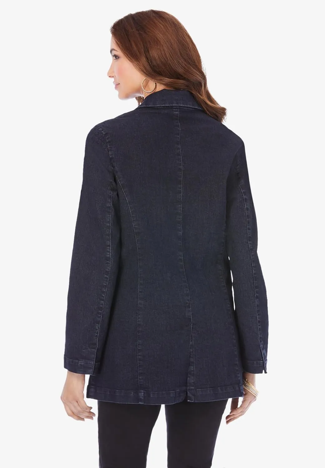 Roaman's Women's Plus Size Denim Boyfriend Blazer