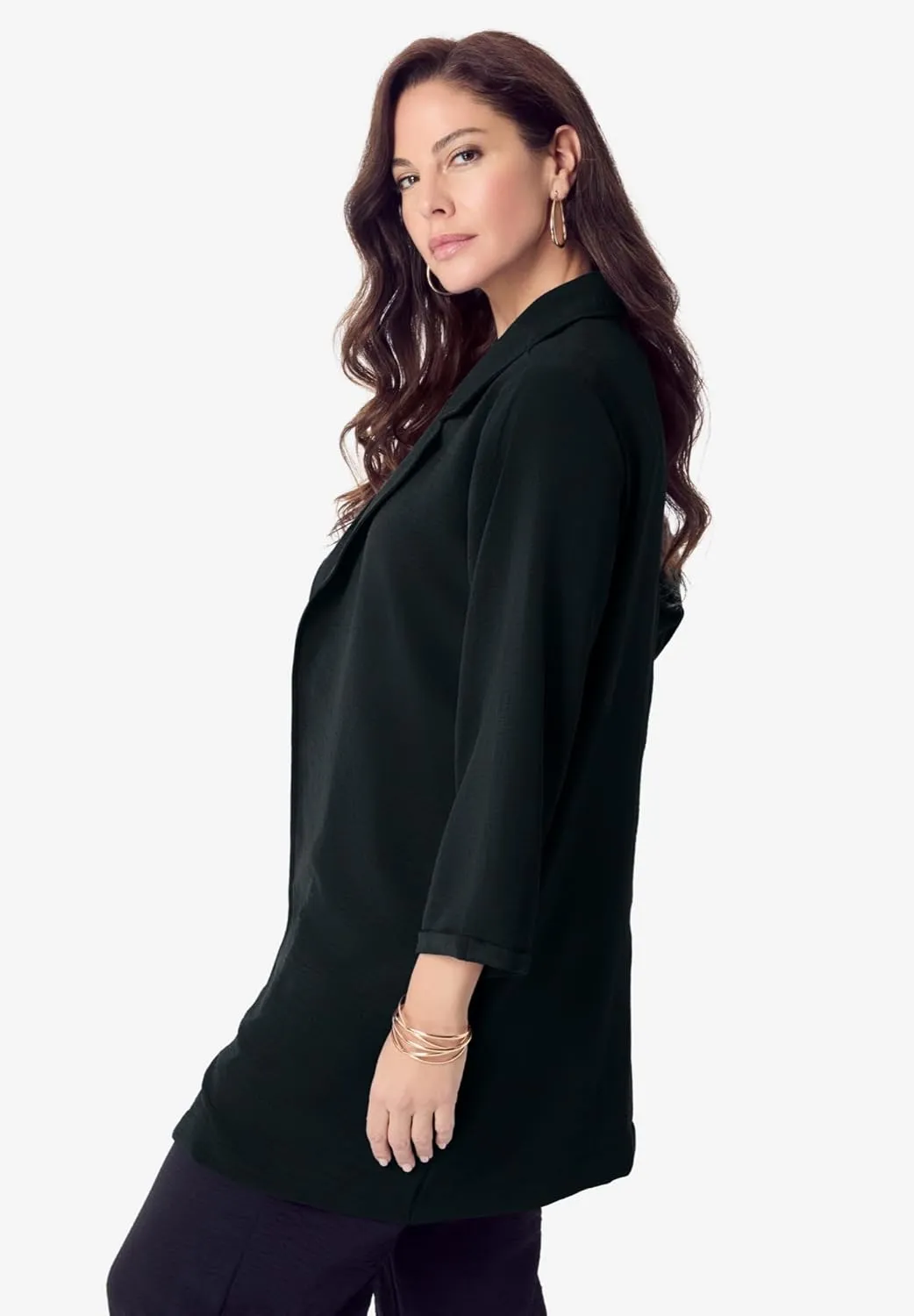 Roaman's Women's Plus Size Open Front Blazer