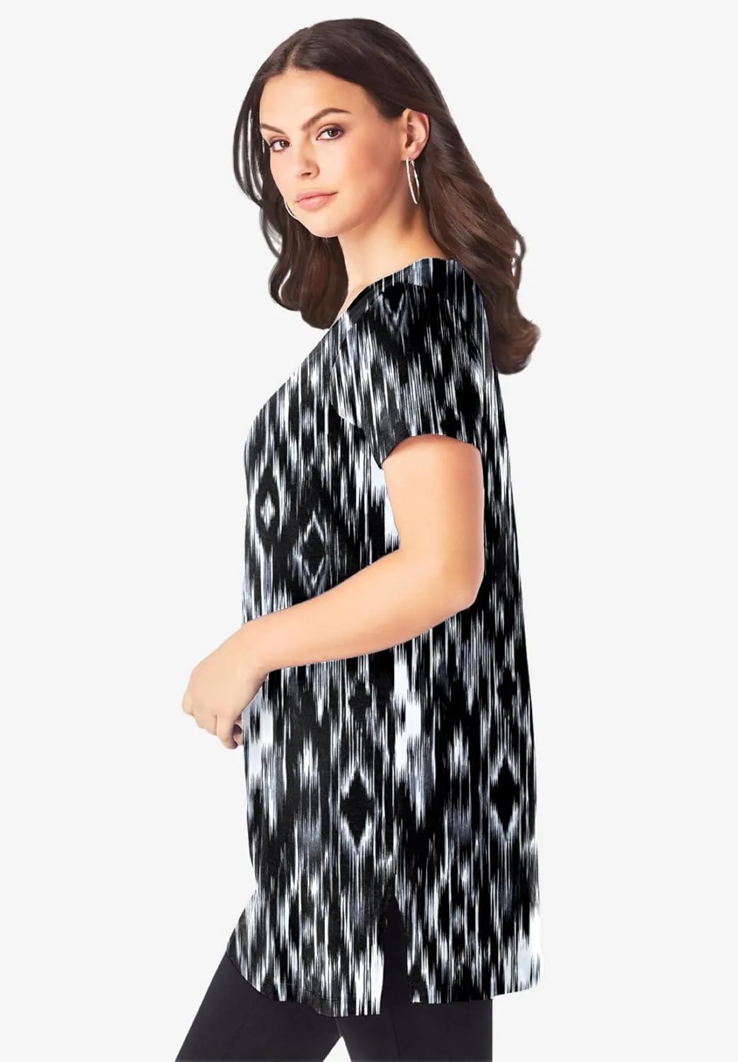Roaman's Women's Plus Size Short-Sleeve V Neck Ultimate Tunic