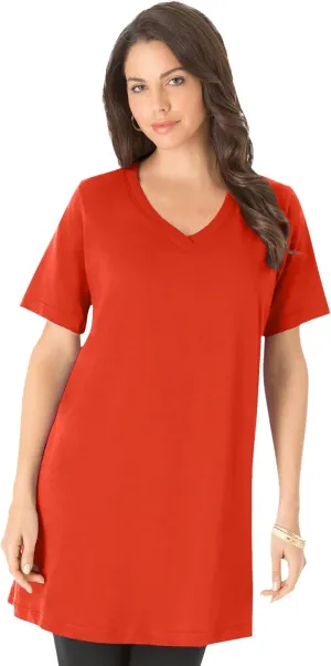 Roaman's Women's Plus Size Short-Sleeve V Neck Ultimate Tunic
