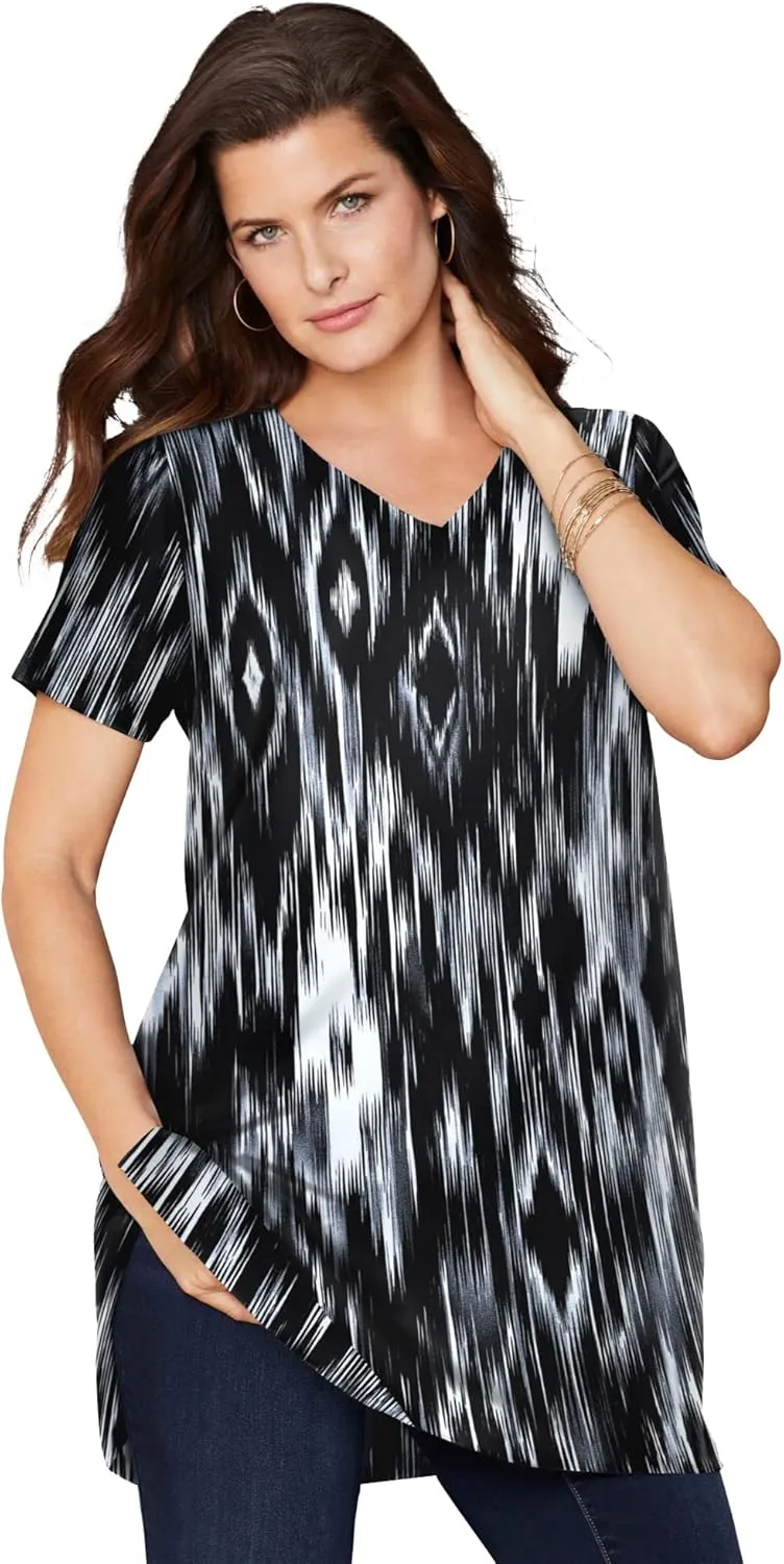 Roaman's Women's Plus Size Short-Sleeve V Neck Ultimate Tunic
