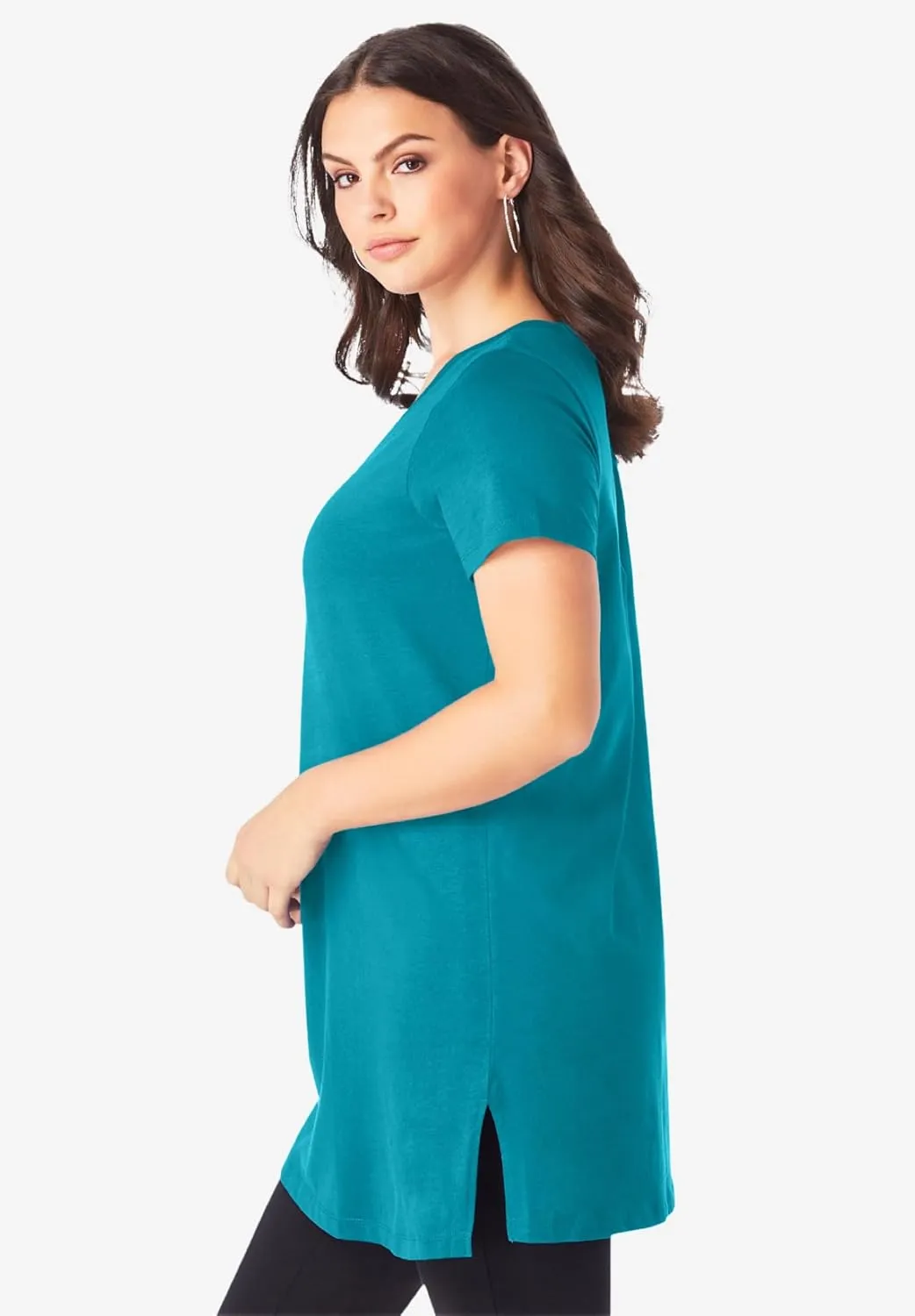 Roaman's Women's Plus Size Short-Sleeve V Neck Ultimate Tunic