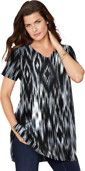 Roaman's Women's Plus Size Short-Sleeve V Neck Ultimate Tunic