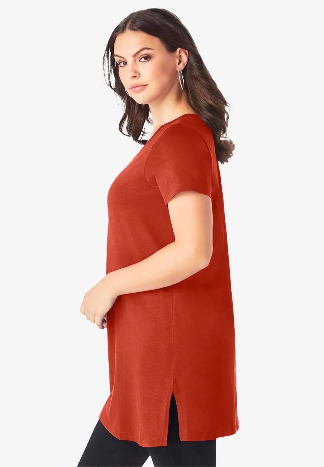 Roaman's Women's Plus Size Short-Sleeve V Neck Ultimate Tunic