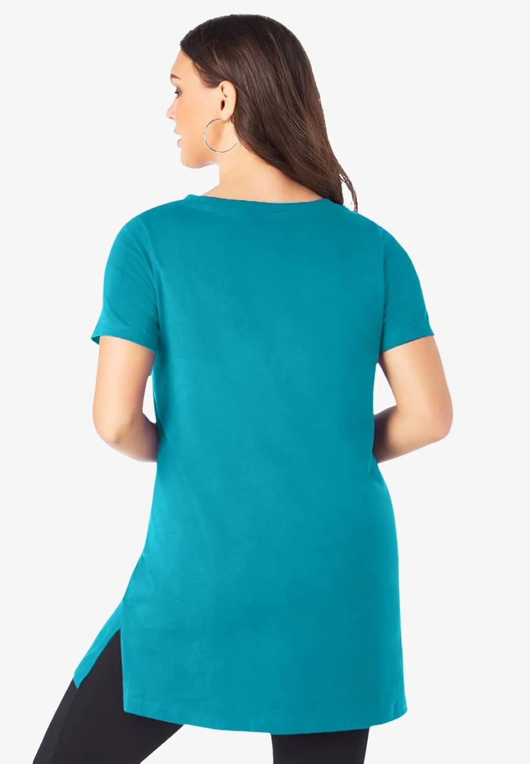 Roaman's Women's Plus Size Short-Sleeve V Neck Ultimate Tunic