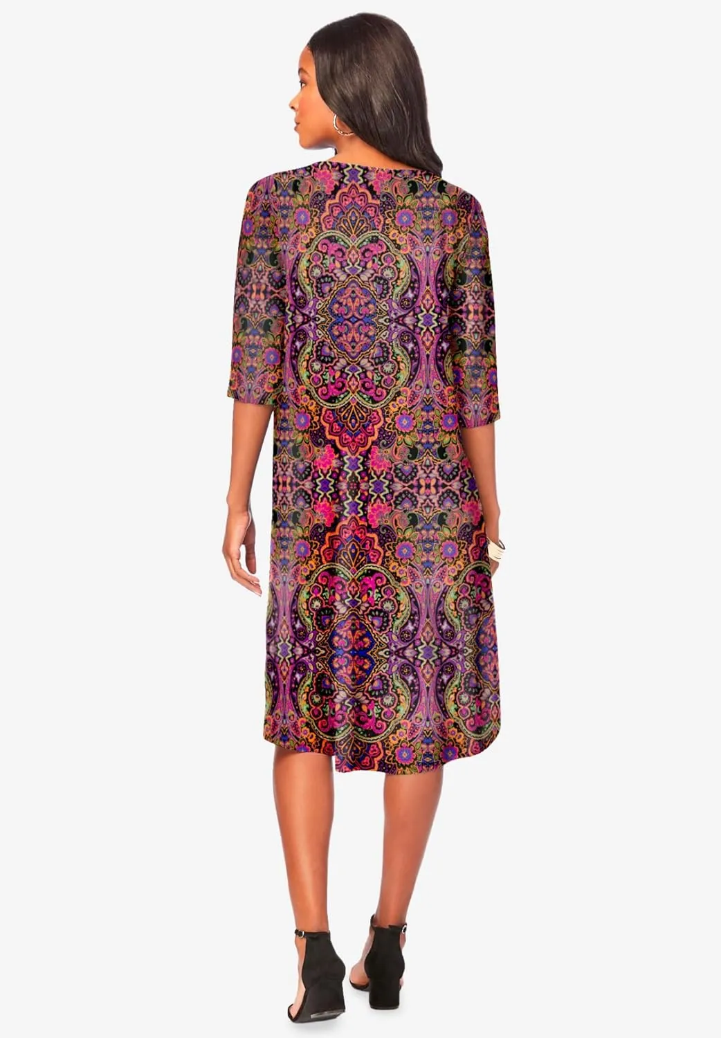 Roaman's Women's Plus Size Ultrasmooth Fabric Boatneck Swing Dress