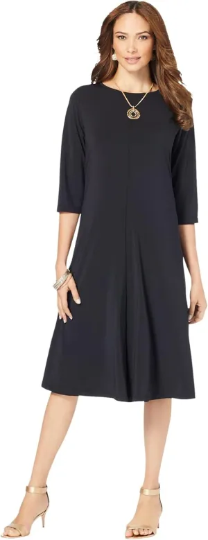 Roaman's Women's Plus Size Ultrasmooth Fabric Boatneck Swing Dress